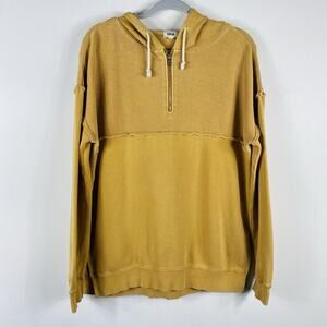 BKE Buckle Sz Small French Terry Quarter Zip Tunic Hooded Pullover Hoodie Orange